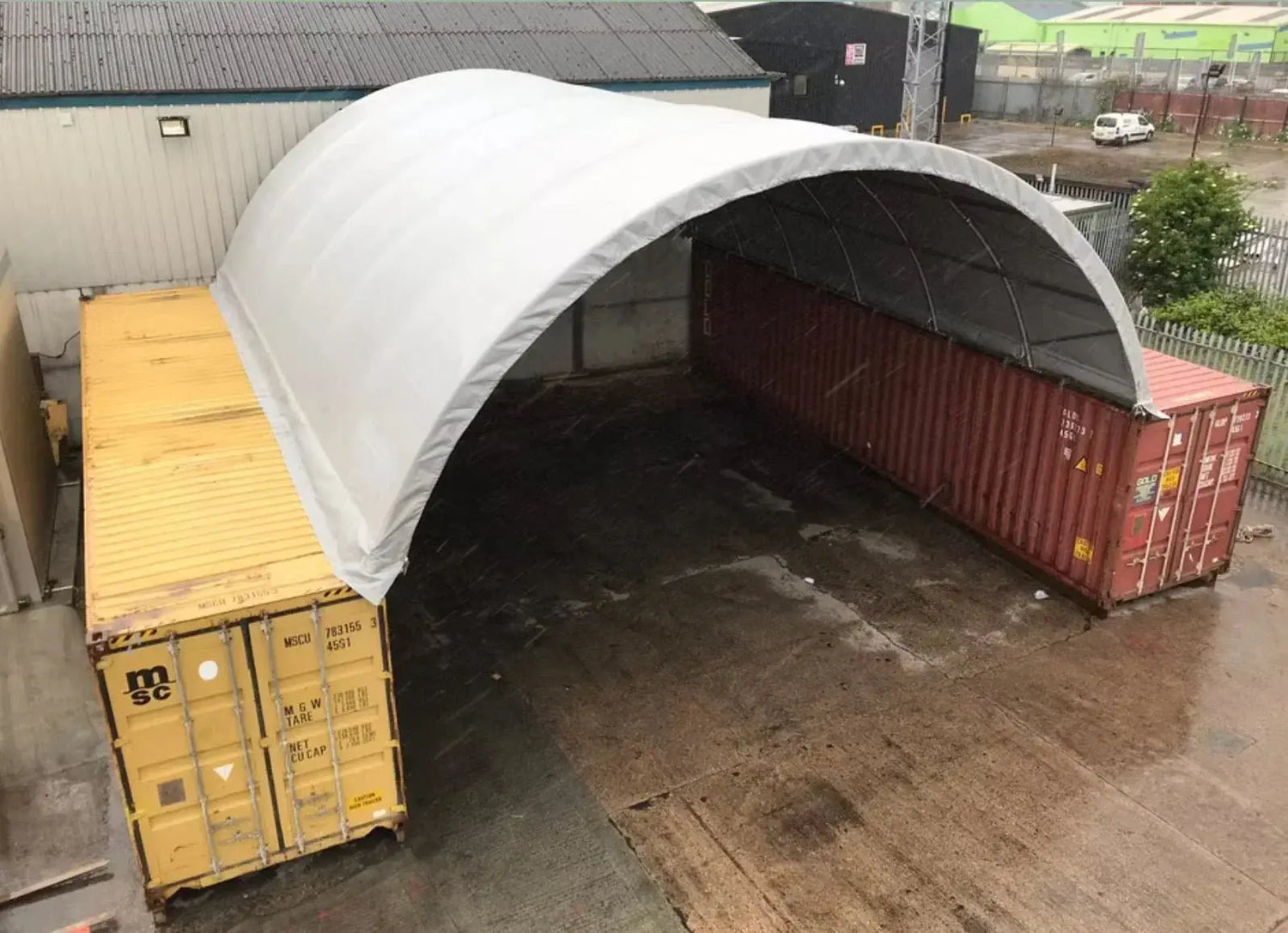 Sheltrix 33x40-Enclosed-Container-Canopy-Installation-In-Scotland