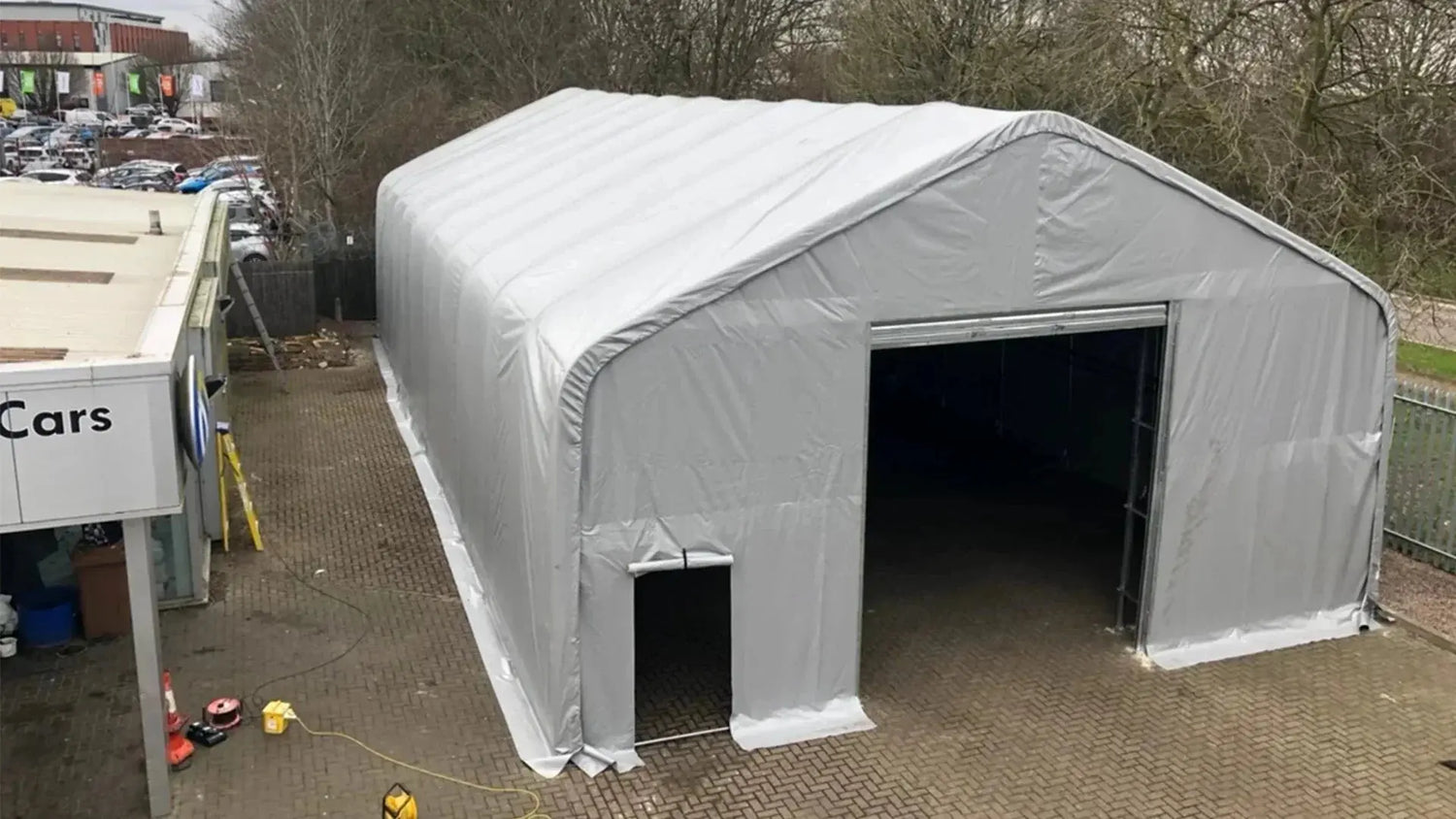 Sheltrix Volkswagen-s-Winter-Valeting-Shelter-A-Precision-Engineered-Double-Truss-Solution
