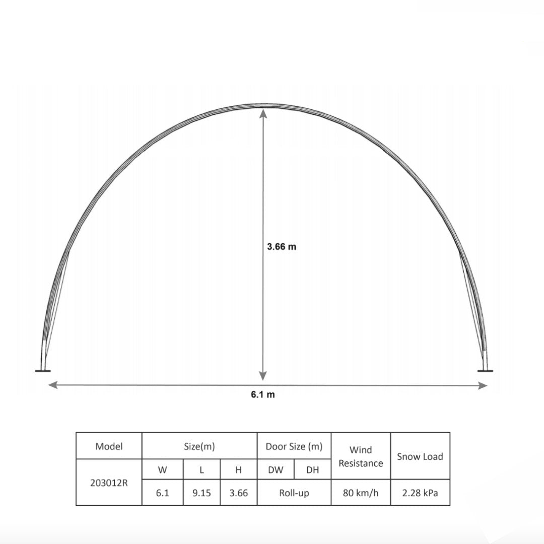 single trussed industrrial storage tent length and width