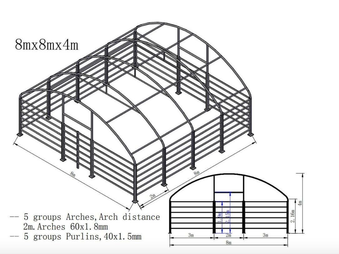 8x8 meter blueprint of livestock shelter