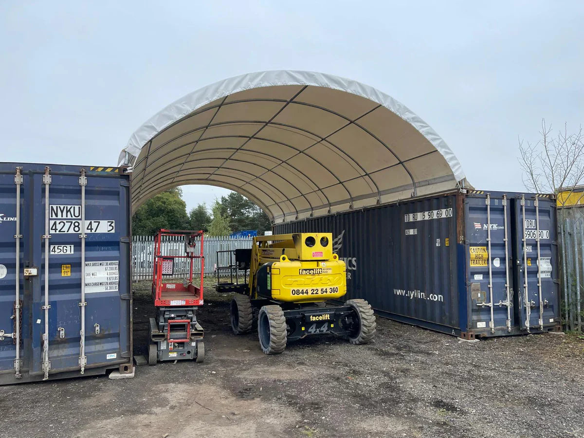 Up in 1 day urgent shelter for plant hire company