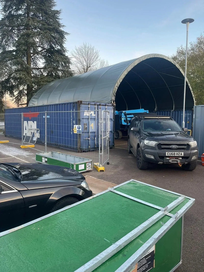 varnabuildings 33x40-Container-Canopy-Installation-with-Closed-Back-Panel-for-Solihull-College