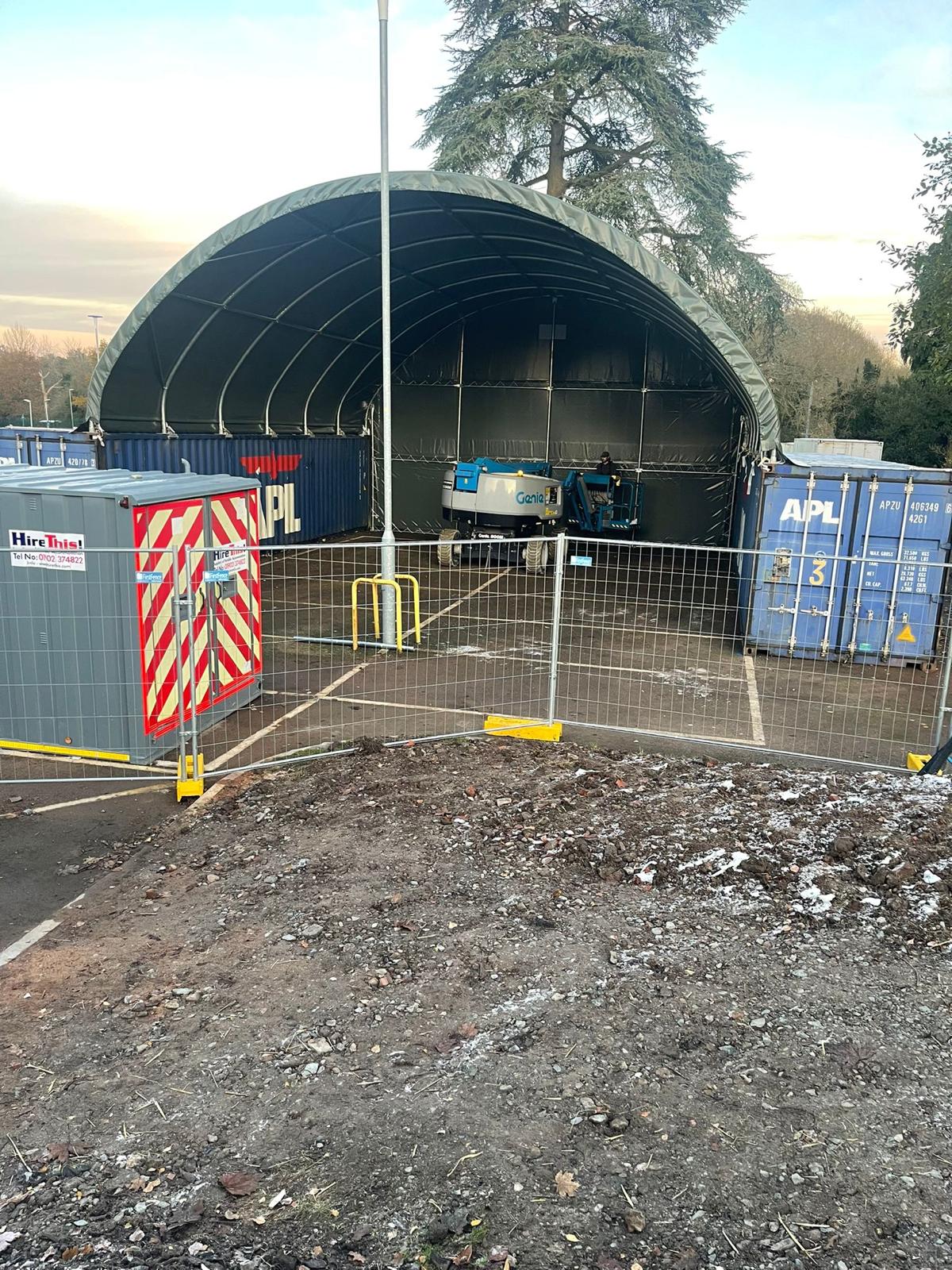 Container Canopy Installation on a UK Civils Compound